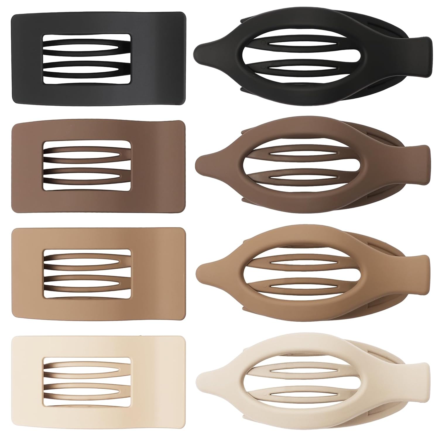 8Pcs French Flat Hair Clips for Women 2 Styles Claw Clips for Girls Matte Flat Hair Claw Clips for Thin and Thick Hair Large Non-slip Strong Hold Hair Accessories for Women (Brown)