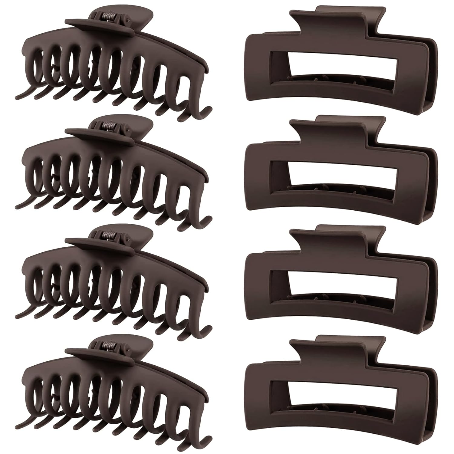TOCESS 8 Pack Neutral Big Hair Claw Clips for Women Large Claw Clip for Thin Thick Curly Hair 90's Strong Hold 4.33 Inch Nonslip Matte Jumbo Hair Clips