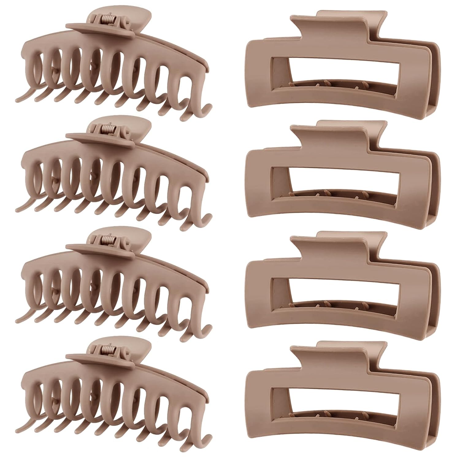 TOCESS 8 Pack Neutral Big Hair Claw Clips for Women Large Claw Clip for Thin Thick Curly Hair 90's Strong Hold 4.33 Inch Nonslip Matte Jumbo Hair Clips