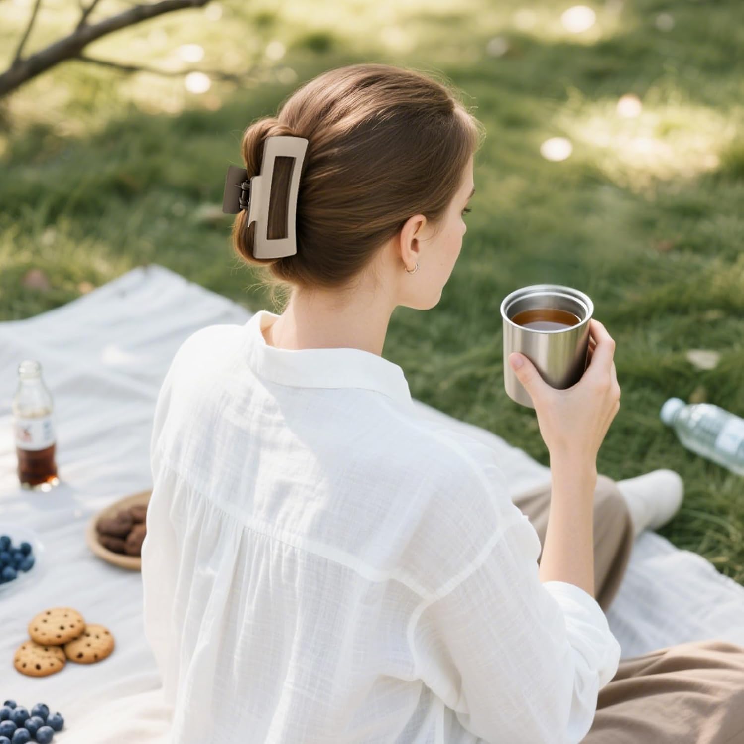 TOCESS 8 Pack Neutral Big Hair Claw Clips for Women Large Claw Clip for Thin Thick Curly Hair 90's Strong Hold 4.33 Inch Nonslip Matte Jumbo Hair Clips