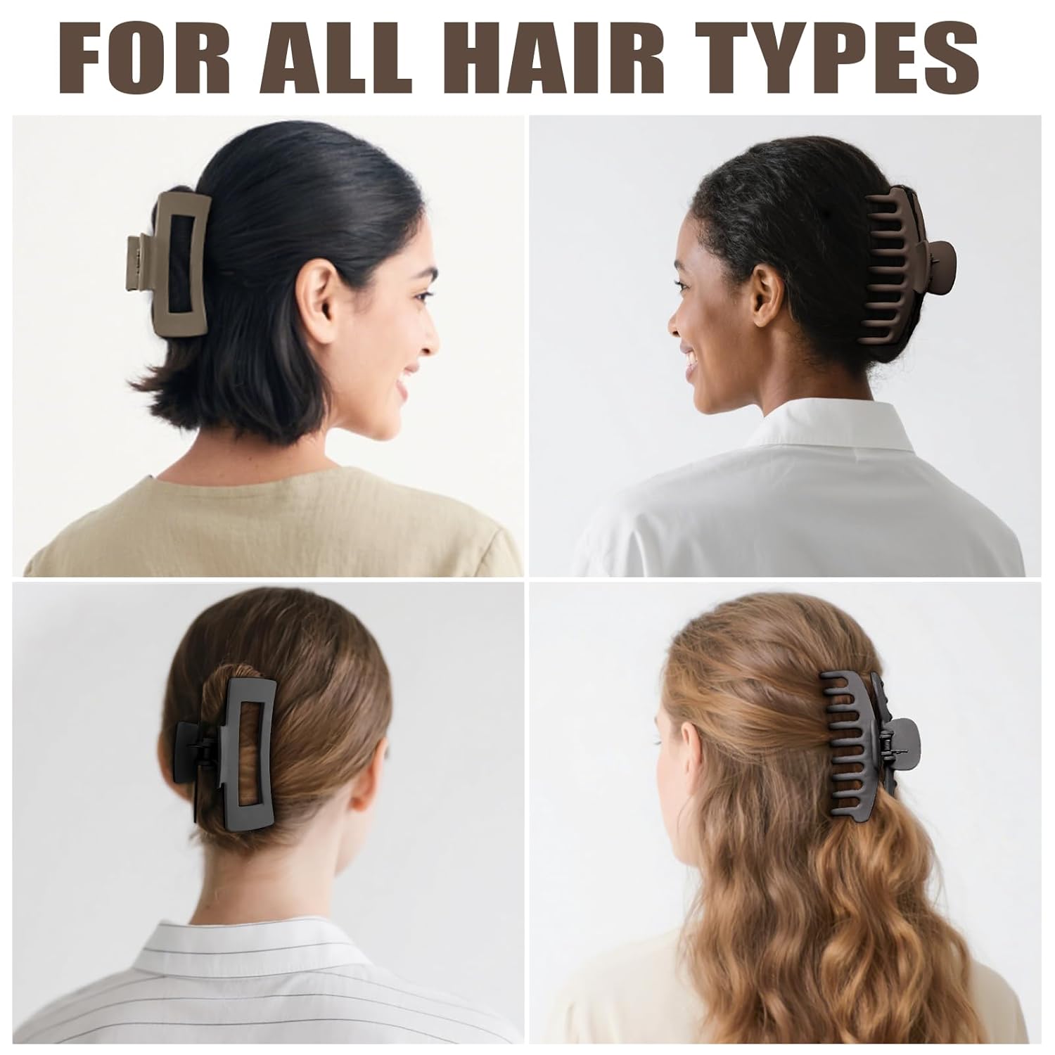 TOCESS 8 Pack Neutral Big Hair Claw Clips for Women Large Claw Clip for Thin Thick Curly Hair 90's Strong Hold 4.33 Inch Nonslip Matte Jumbo Hair Clips