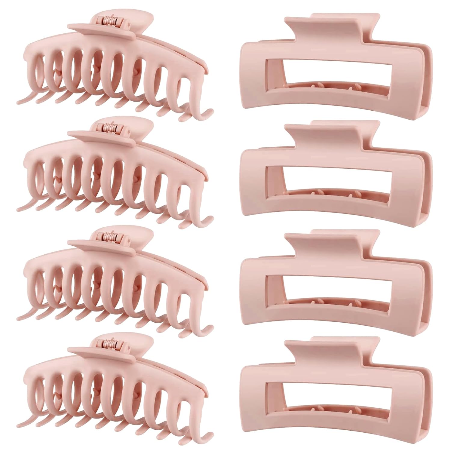 TOCESS 8 Pack Big Hair Claw Clips for Women Large Claw Clip for Thin Thick Curly Hair 90's Strong Hold 4.33 Inch Nonslip Matte Jumbo Hair Clips (8 Pcs)