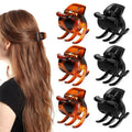 6 Piece Hair Claw Clips for Women - 1.38 Inch Small Claw Clips for Thin and Thick Hair. Non-Slip Grip. Durable Hold. 2 Color Claw Clip Mixed Pack (Black & Amber)